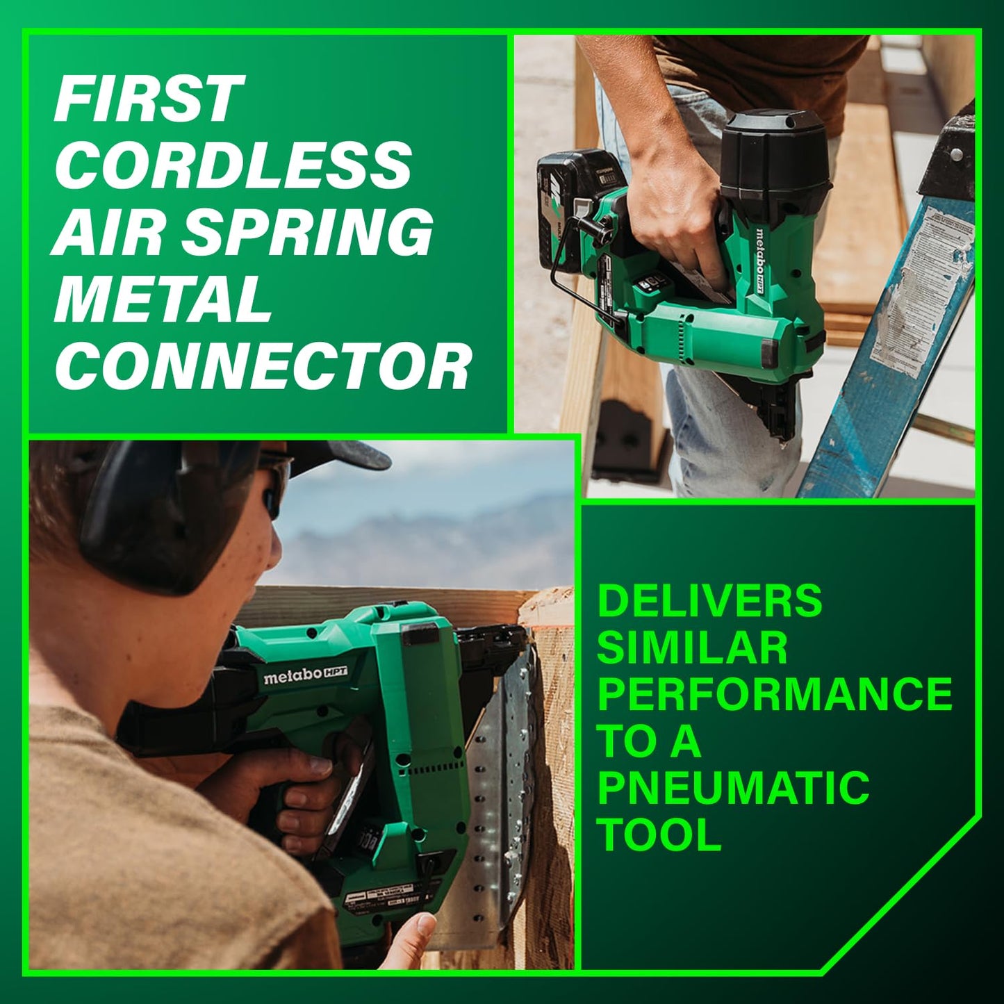 Metabo HPT 18V MultiVolt Brushless 1-1/2" Metal Connector Nailer, Cordless Air Spring Nailer with 18V 4.0Ah Battery, Lightweight Design, 600 Nails Per Charge, Sequential Actuation, NR1838DKA