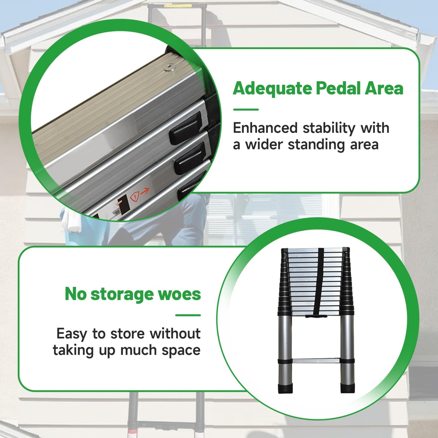 YSMN 14.5 FT Telescoping Ladders Heavy Duty Aluminum Collapsible Ladder Load Bearing 330 LBS Extension Ladders Applicable to Household Use Outdoor Work