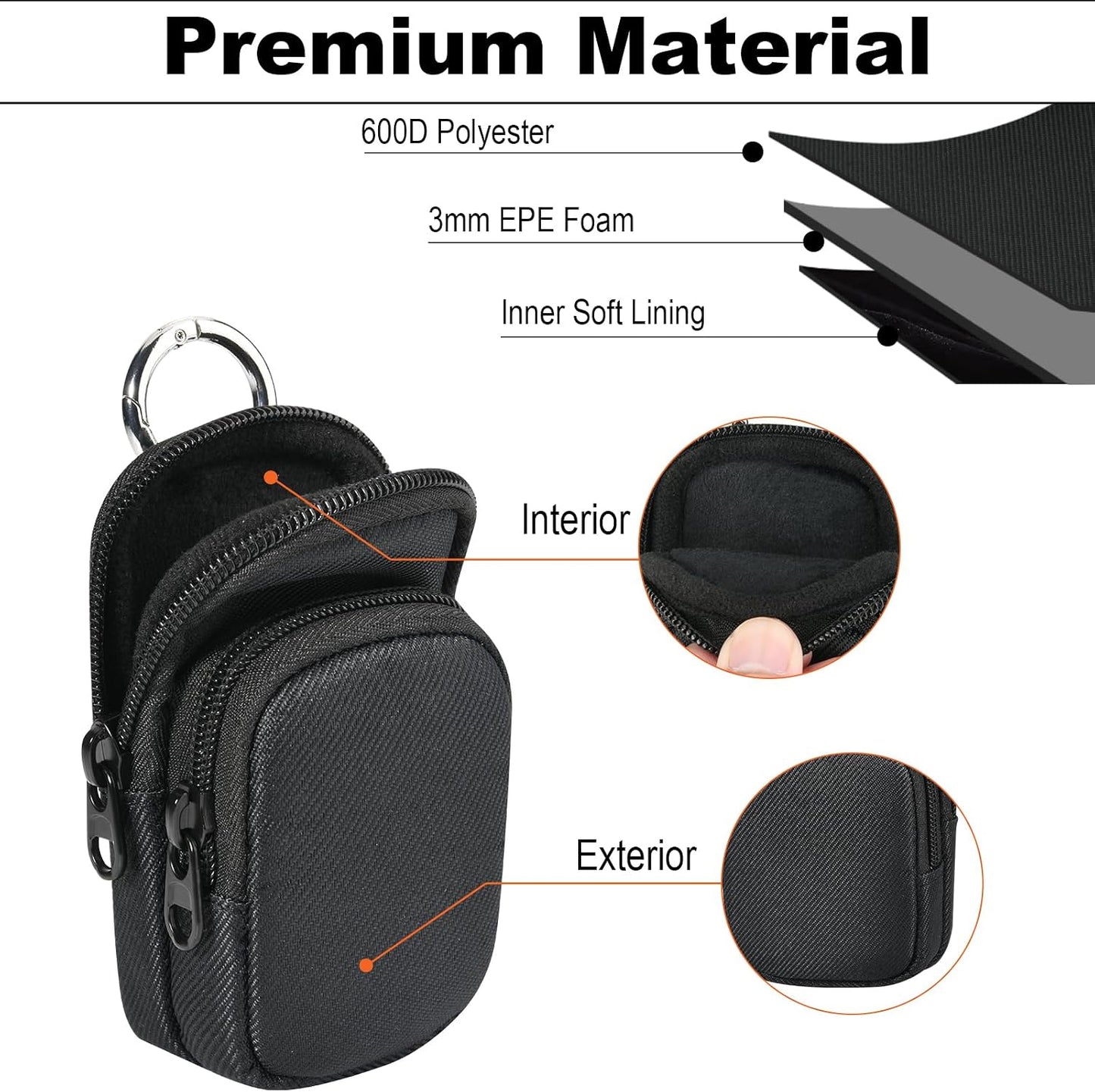TXEsign MP3 MP3 Player Case for AiMoonsa Player with Accessory Pocket, Travel Carrying Case Dual Zipper Belt Storage