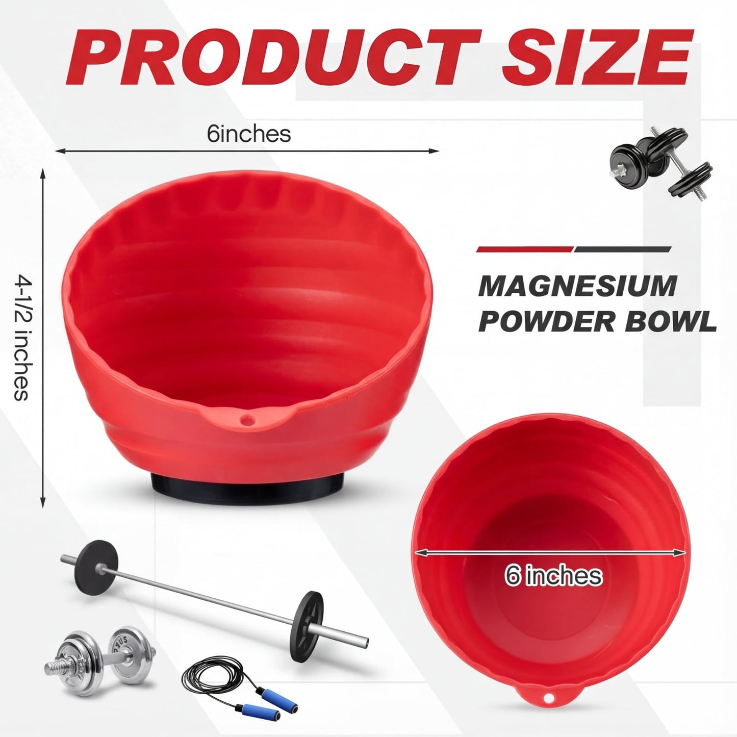 SiliFine Gym Chalk Bowl Magnetic Weightlifting Chalk Holder Workout Bucket Chalks Blocks for Weightlifting Multi Position Storage Bowl Container Accessory, Curved Magnetic Nuts and Bolts Tray(Red)