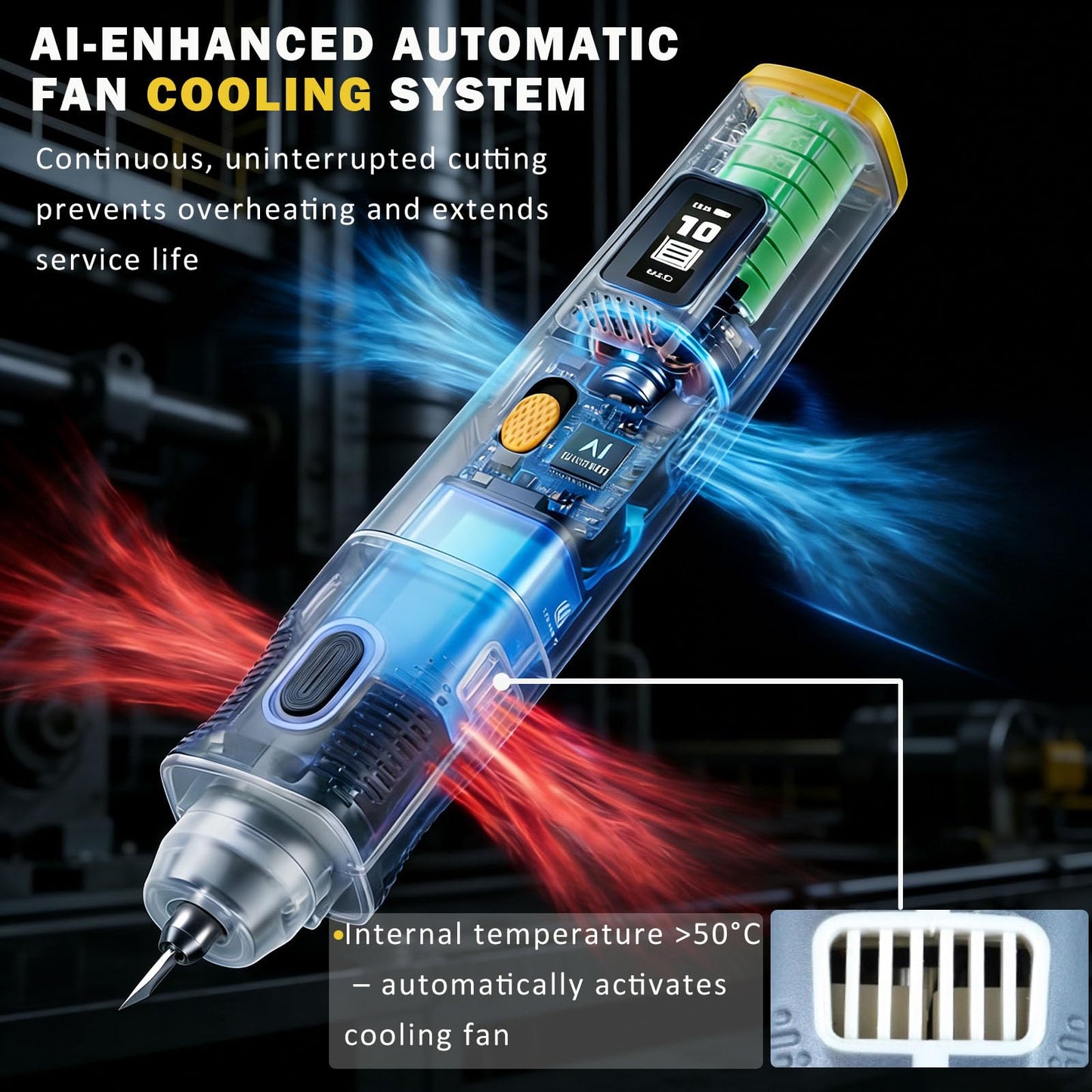 SPYOAMGHK 40kHz Wireless Ultrasonic Cutter Machine with Smart Cutting, 30W Handheld Ultrasonic Knife for 3D Printing, Plastic, Resin, Carbon Fiber Trimming - Auto Start Stop & Turbo Cooling