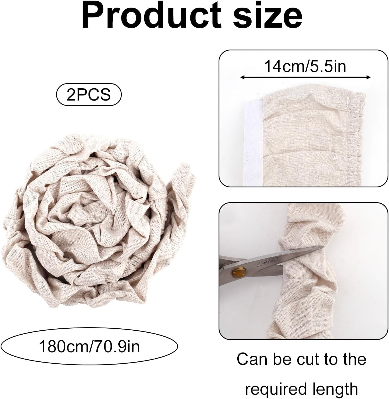 Fukaisu 180x14cm/70.9x5.5in Fabric Cord Cover, Linen Cable Sleeve for Chandelier Chain Lamp Wires TV Cords & Home Cable