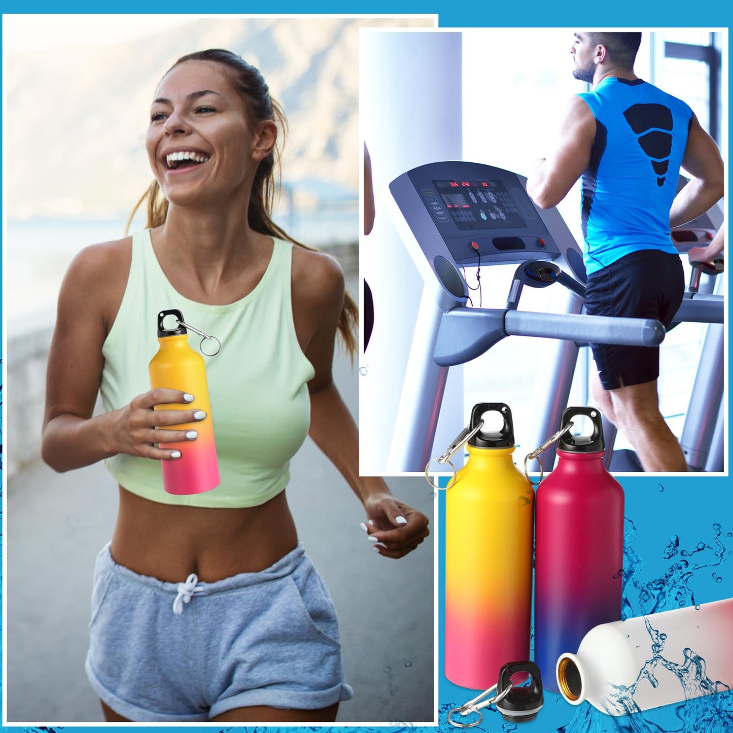 Potchen 18 Pcs Water Bottles Multipack Aluminum Bulk Graduation End of Year Nurse Teacher Gifts Metal Reusable Lightweight Sport School Leak Proof Twist Cap Gym Hiking Travel(Gradient Color,17 oz)