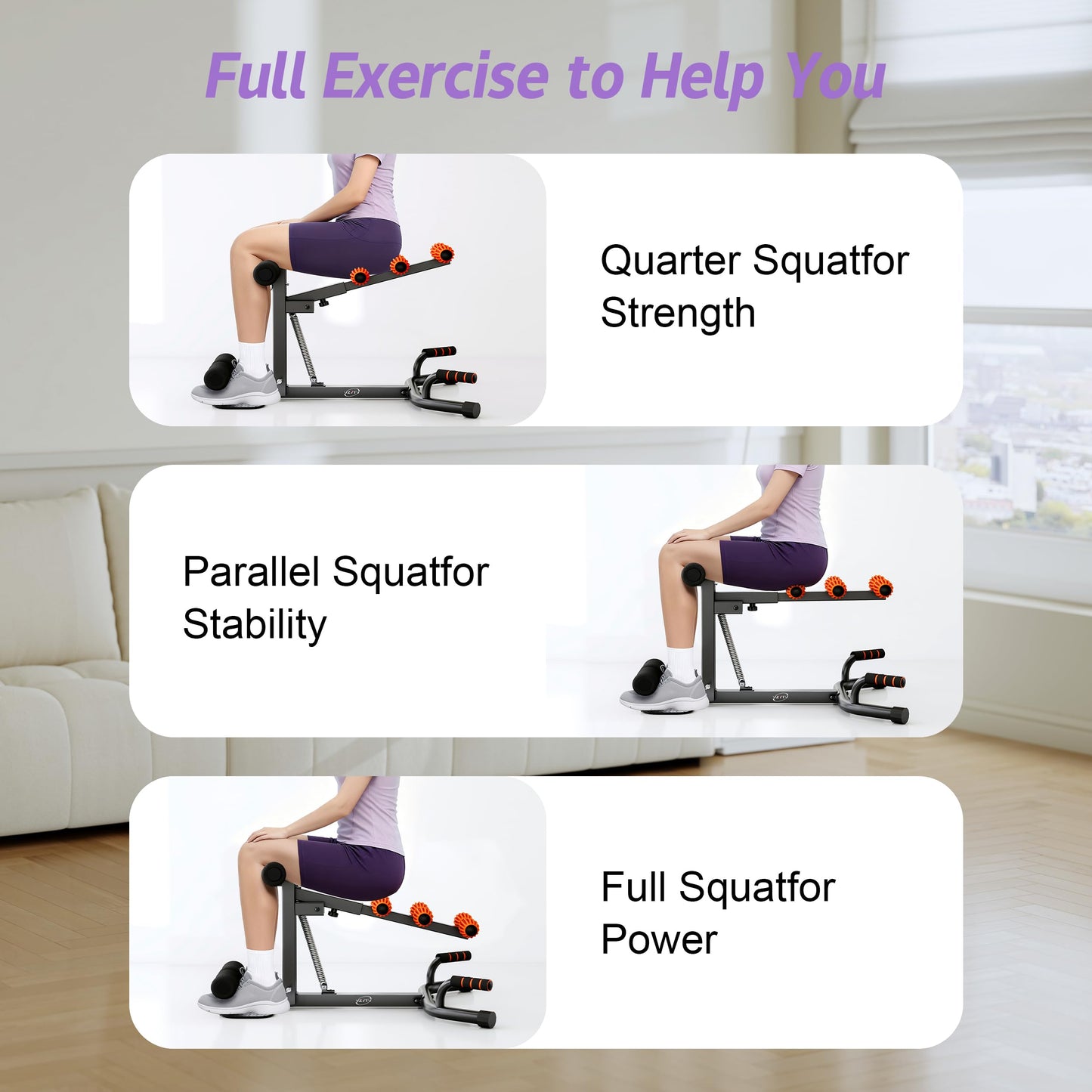 VZYTV Deep Squat Machine, Adjustable Glutes Trainer Machine, Core & Abs for Low Impact Lower Body Workouts, Home Gym Push-Up Exercises, Easy to Assemble, 350Lbs Weight Capacity