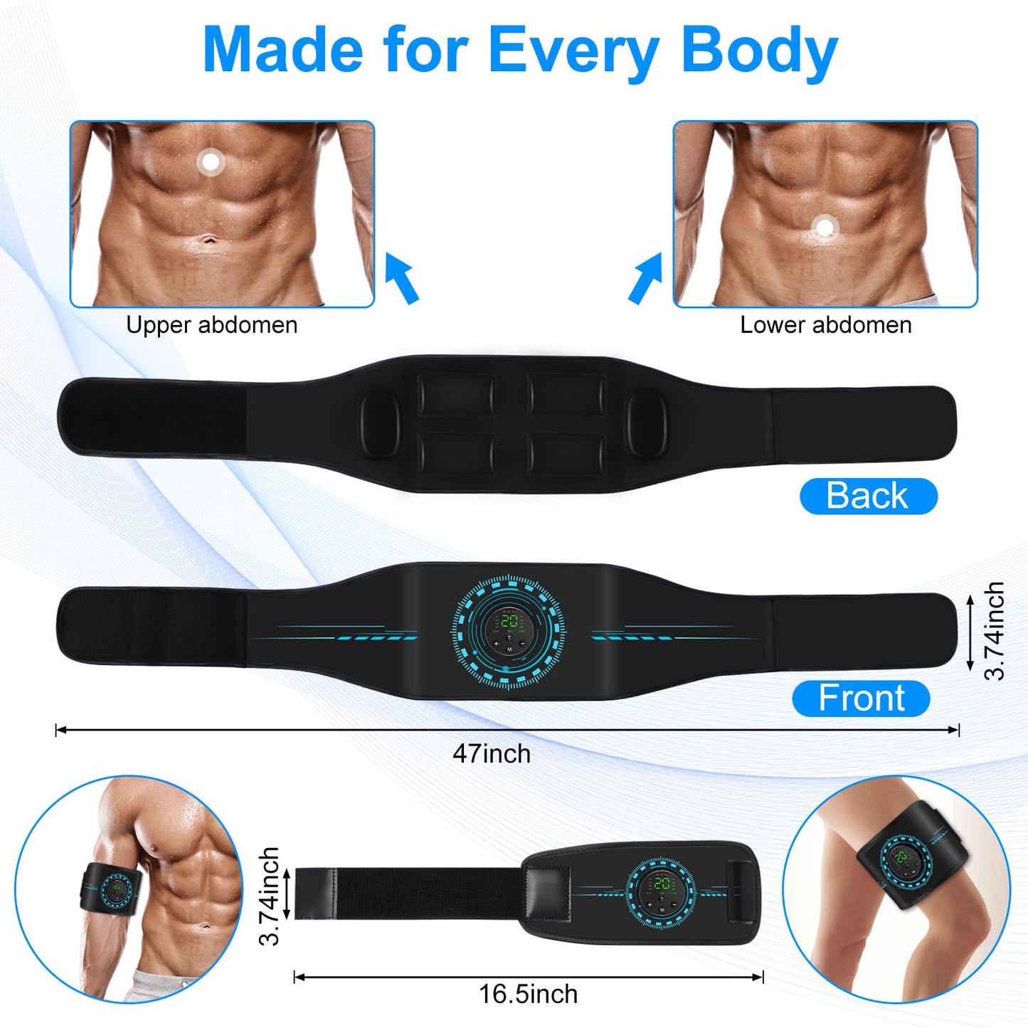 ABS Stimulator Muscle Toner, AB Machine for Abdomen/Arm/Leg, Muscle Stimulator for Muscle Growth, Ab Toning Belt Muscle Stimulator for Men and Women 3 Pack