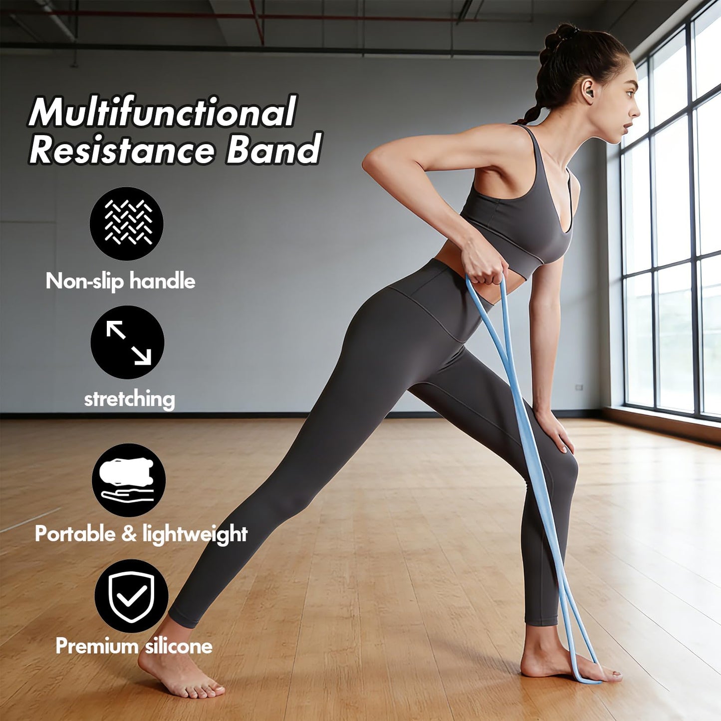 Figure 8 Resistance Band, Figure 8 Resistance Bands for Women Men, 25 lbs Resistance Band Figure for Working Out, Non-Slip Handles, Home Gym, Yoga & Physical Therapy