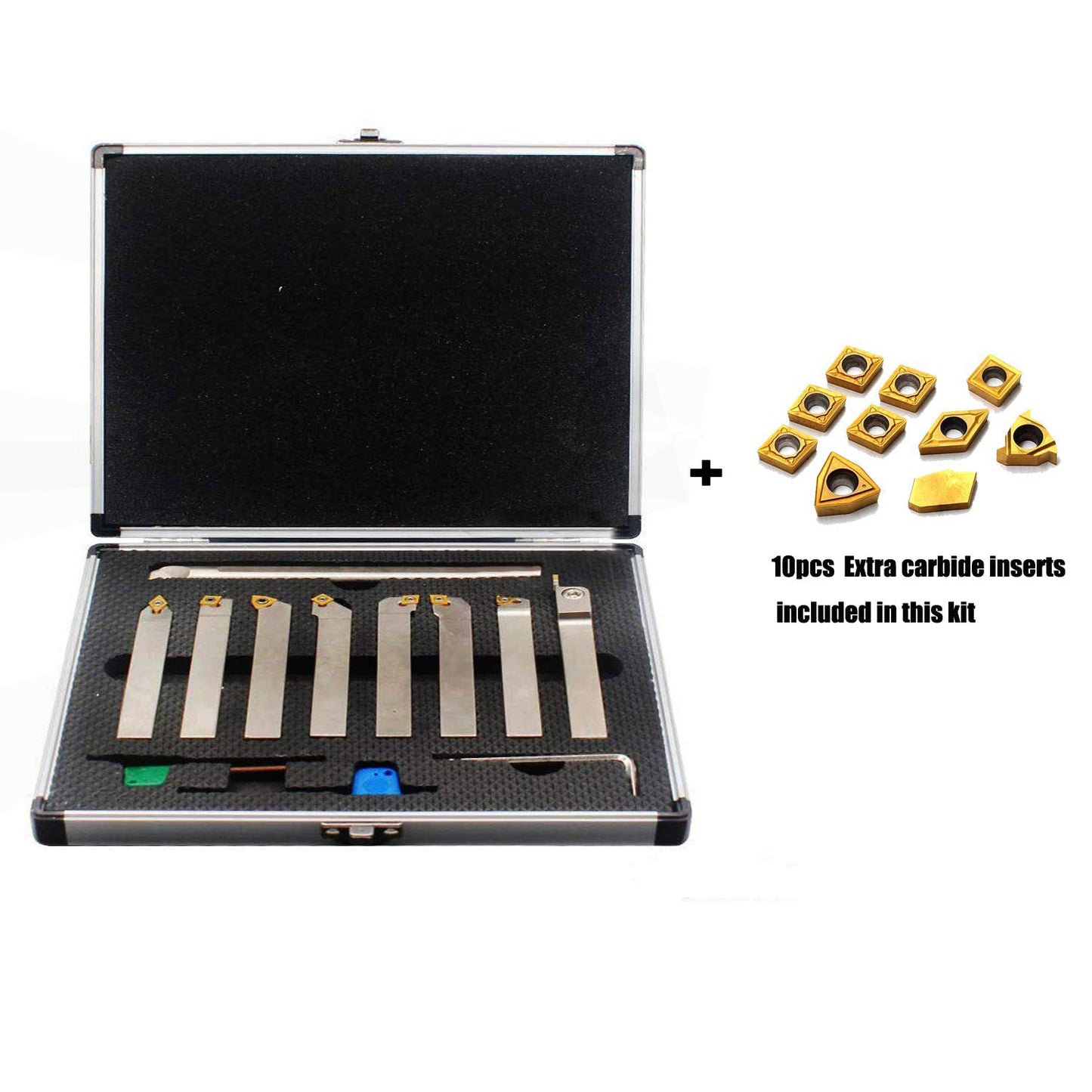 OSCARBIDE 1/2"Shank Nickel Plated Indexable Lathe Turning Tool Holder and Boring Bar 9 Pieces/Set,CNC Heavy-Duty Metal Lathe Cuting Tools for Turning Grooving Threading Cut Off