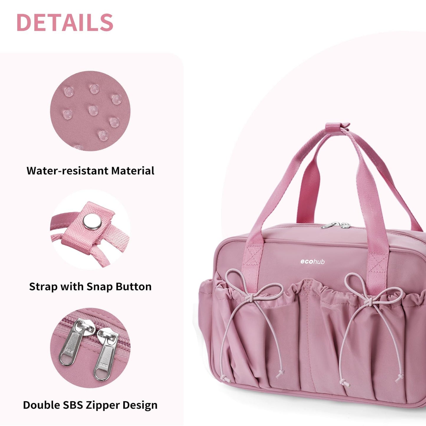 ECOHUB Small Gym Bag for Women, Mini Gym Duffle Bag with Wet Compartment, Bowknot Sports Bag, Cute Gym Tote Bag Dance Yoga Workout Travel Bags Pink