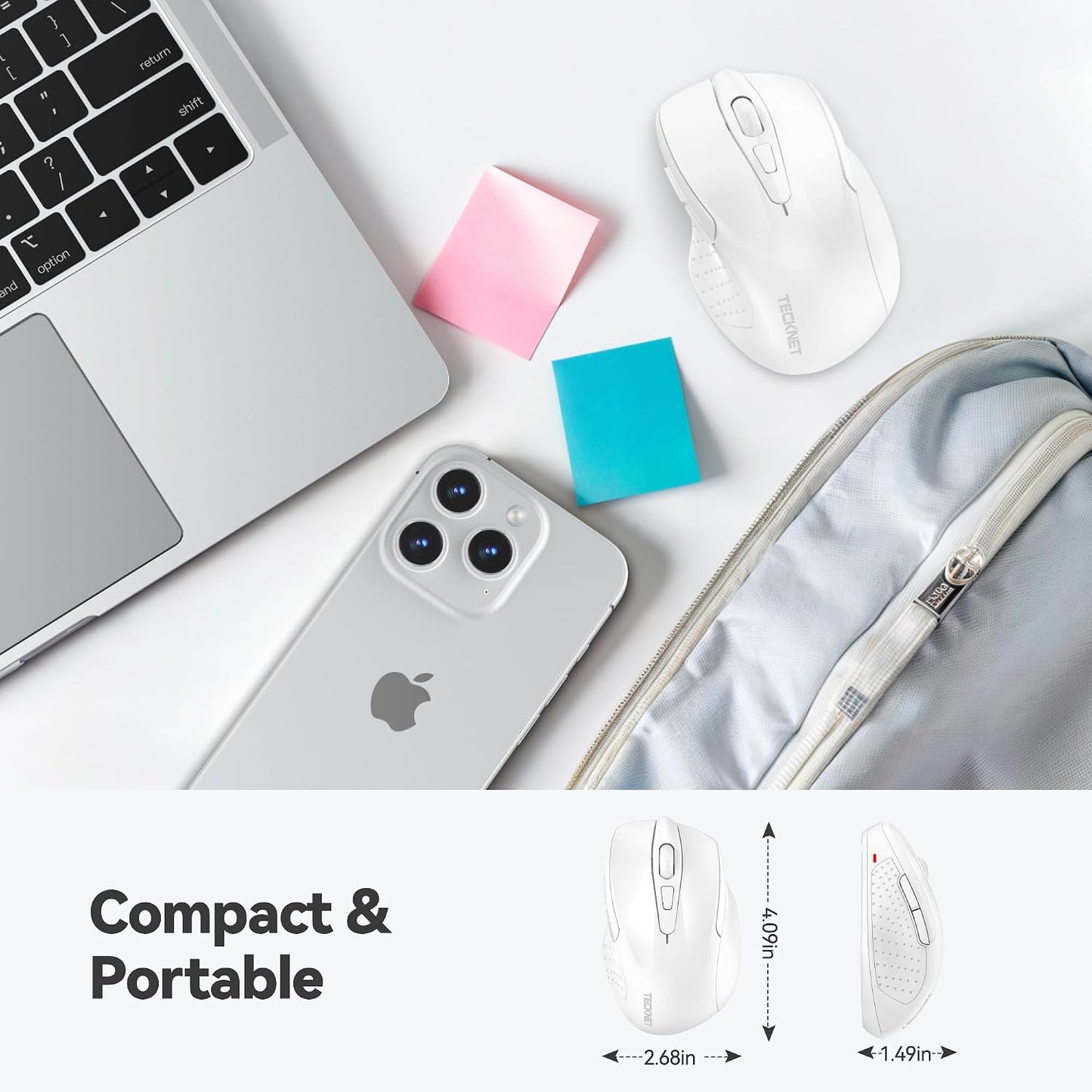 TECKNET 2.4G 6 24 2600 5 Wireless Mouse, Ergonomic Optical Mouse, Computer Mouse for Laptop, PC, Computer, Chromebook