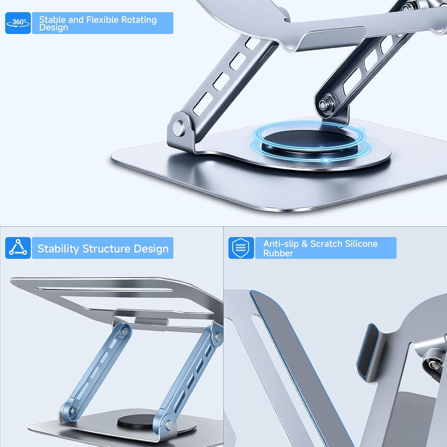 Leeboom 360 (1015.6", Ergonomic Laptop Stand for Desk, Rotating Aluminum Laptop Riser, Adjustable Notebook Holder