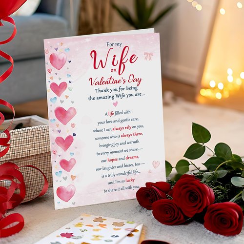 Beixian Valentines Day Cards Gifts for Wife from Husband, Unique Wife Valentines Day Gifts for Her -8x5.3 Inches, Double-Sided