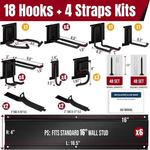 99 Garage Tool Organizer - Heavy Duty Wall Mount Storage Rack | 28 Pack Tool Hanger for Shovels & Rakes, 1000 lbs Capacity