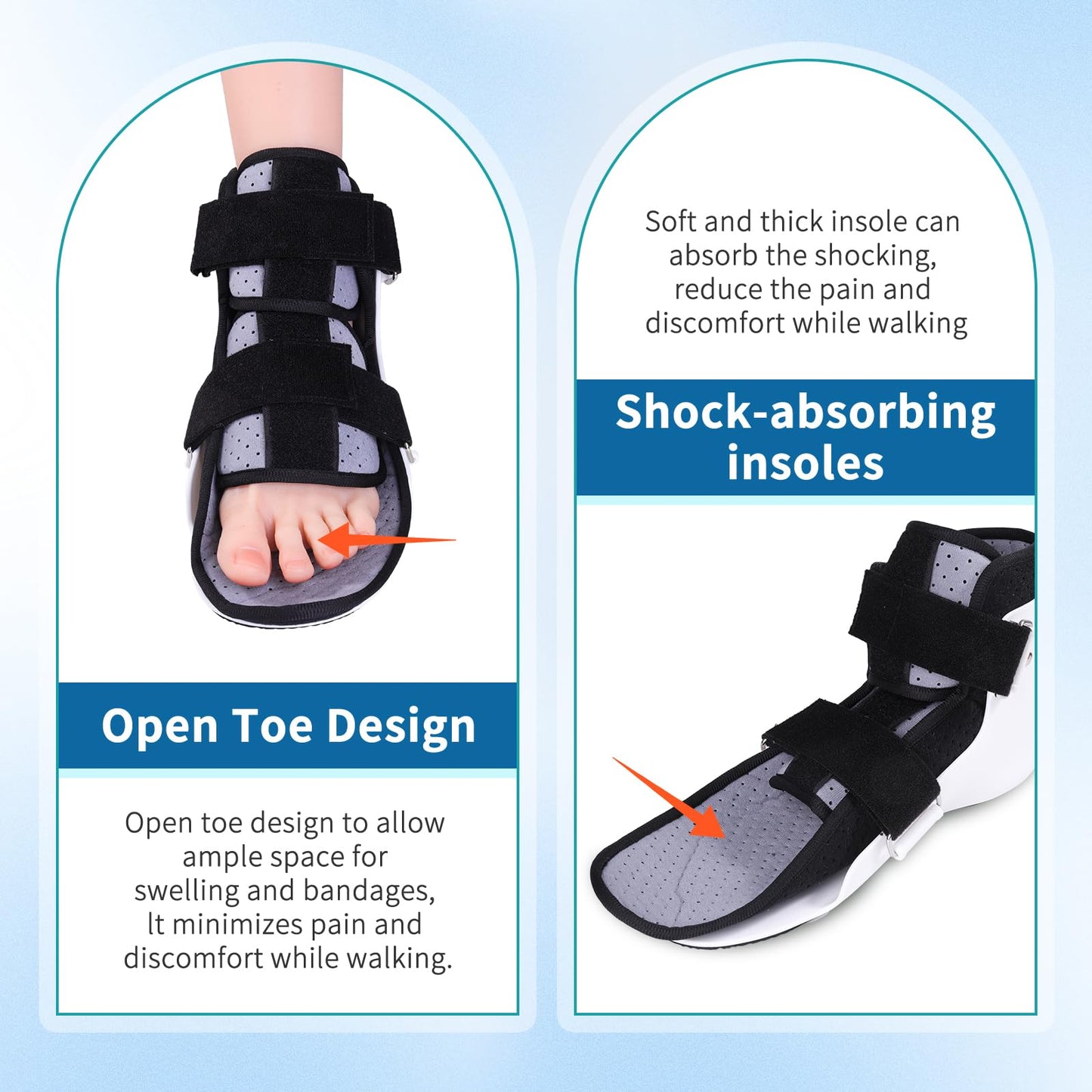 KUAZIDAR Post Op Shoe Foot Brace - Air Walker Boot, Orthopedic Surgical Cast Shoe for Broken Toes, Injured Foot Protection, Stress Fracture Recovery Medical Boot (Right, Suit for 9.84"-10.43")