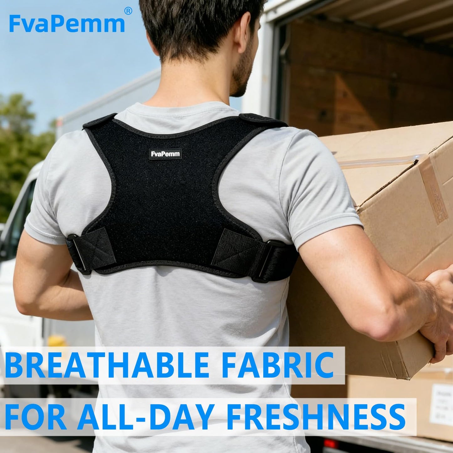 FvaPemm Posture Corrector for Women Men, Copper Upper Back Brace, Back Straightener Support Correcting Hunchback and Bad Posture, Back Pain Relief for Neck, Shoulder, Clavicle, Black, L/XL