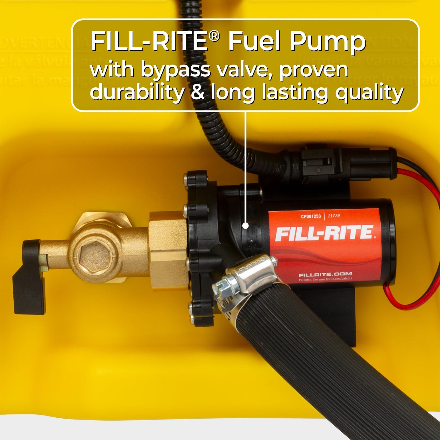 Scepter 14 Gallon Gas Caddy with Electric Fuel Pump, Flo ‘N Go Powered Portable Fuel Tank with Fill-Rite Transfer Pump and 10-Foot Hose for Farm, Marine, Commercial, and Home Use, Yellow