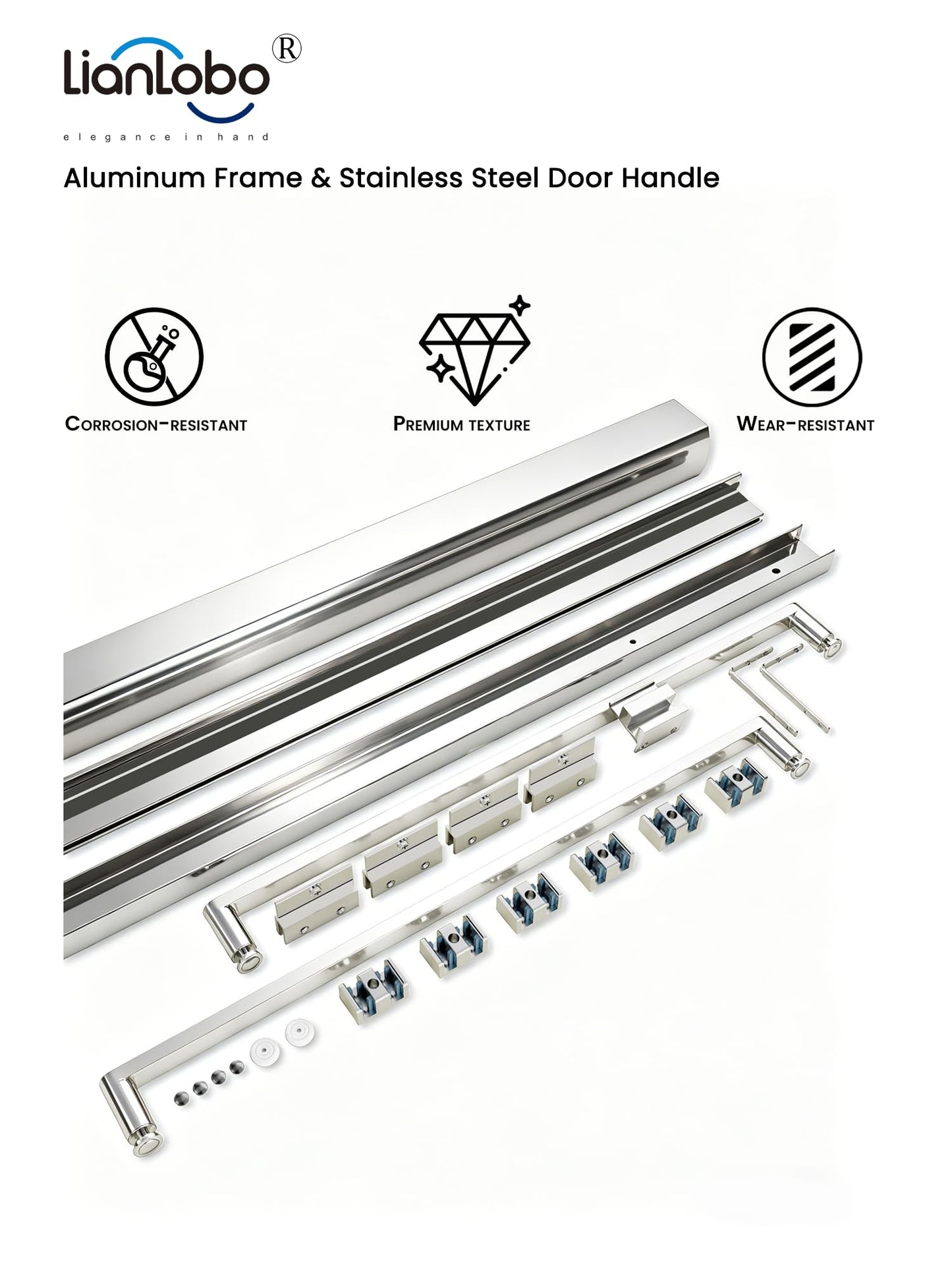Glass Shower Door, 50-54" W x 72" H Sliding Shower Door, Aluminum Semi-Frameless & 1/4"(6mm) Clear Tempered with Explosion-Proof Film Nano Coating Shower Door Fit for Walk in Shower, Chrome Silver