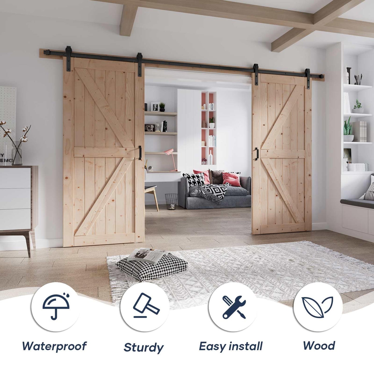Fredbeck 34 Double Barn Door with Hardware Included (68 barn Door)