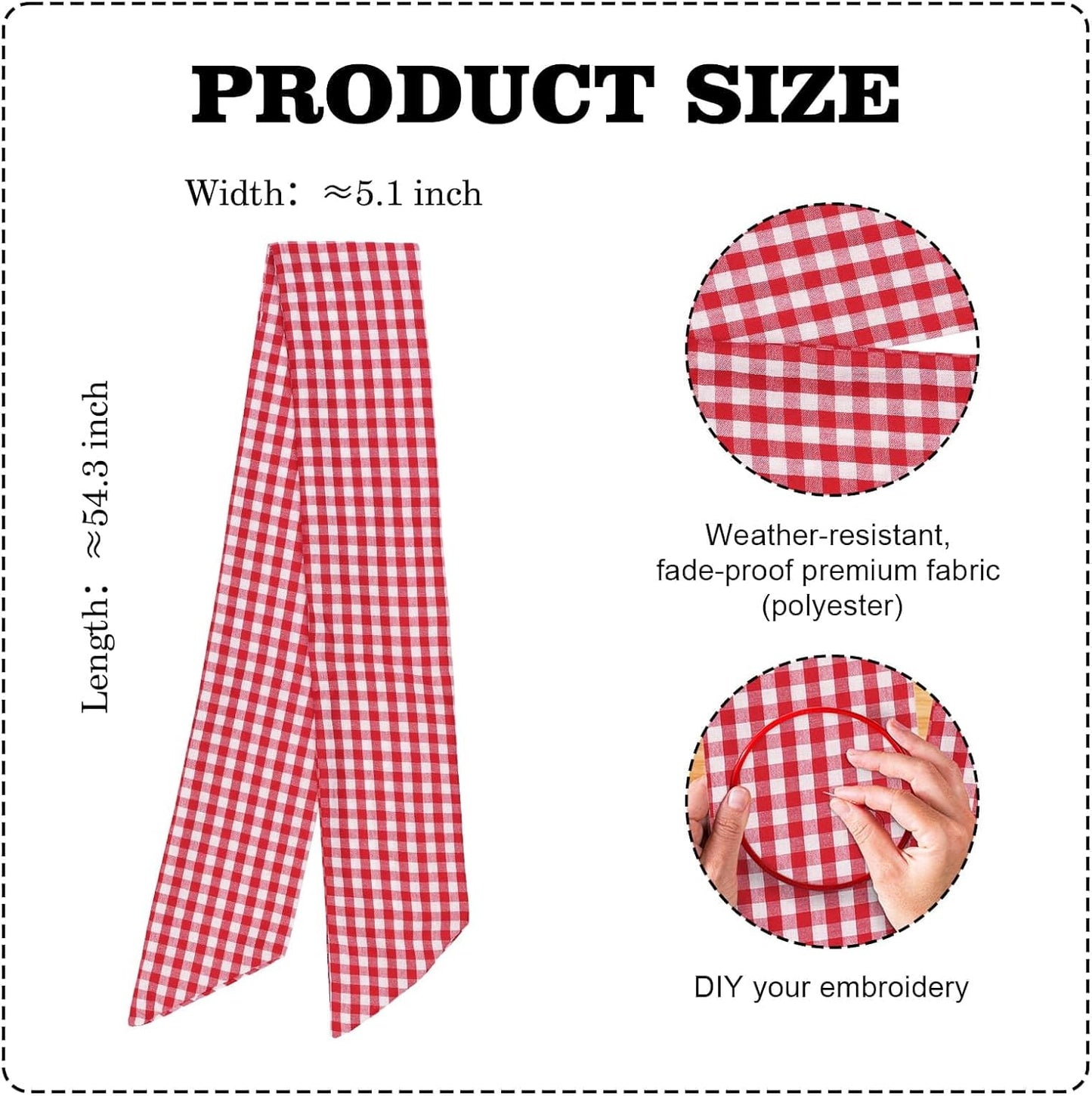 Red White Checkered Plaid Bow Ribbon Wreath Sash by [Brand Name] - Perfect for Christmas, Valentine's Day & Patriotic Decor (5.12" x 54.33")