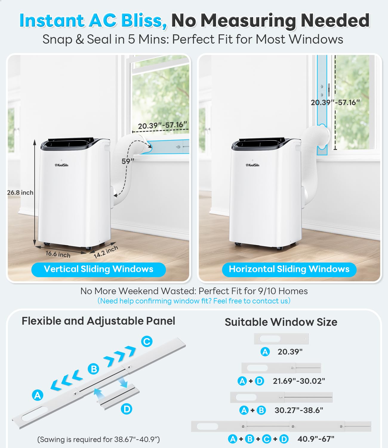 14,000 BTU Portable Air Conditioner Cools Up to 700 Sq.Ft, Auto-Evaporation Low Noise Portable AC Unit with APP & Remote Control for Large Room, Office, Garage, White