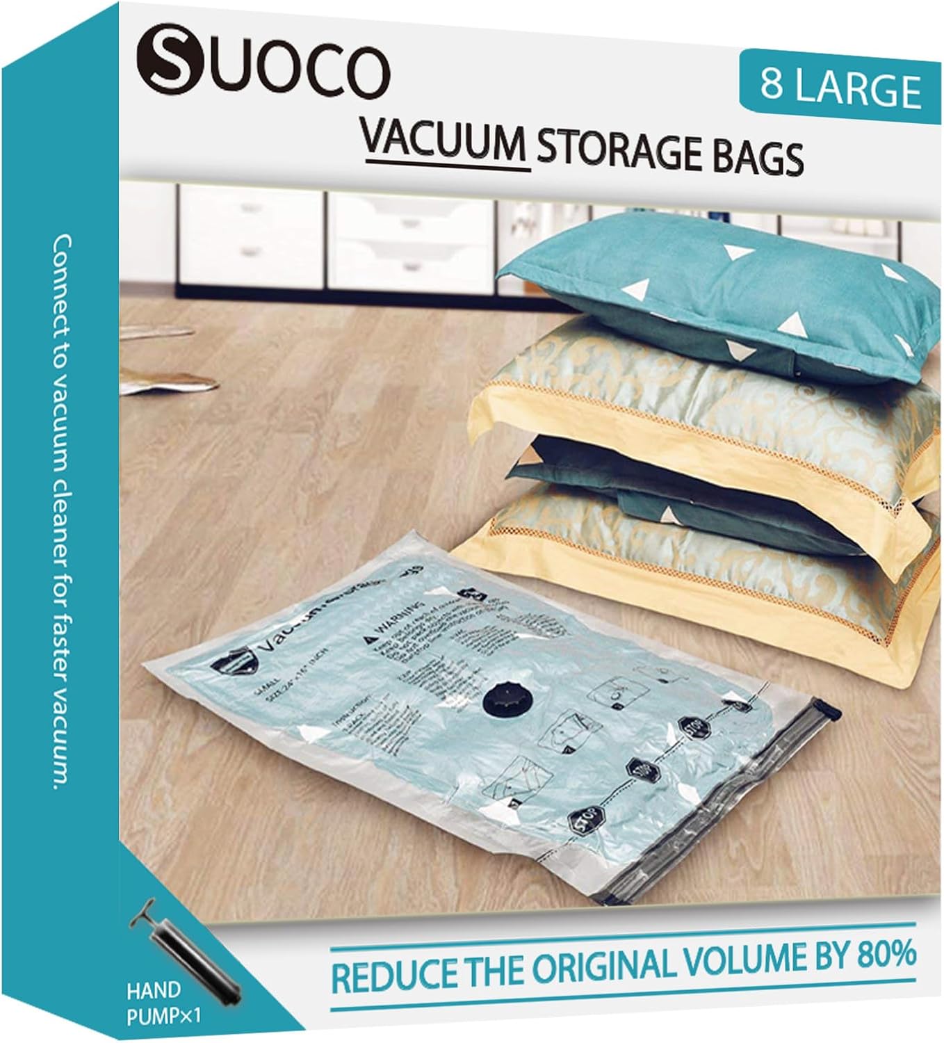 Skiennix Vacuum Storage Bags - Compression Packing Space Saver for Clothing & Bedding | 8 Large Bags
