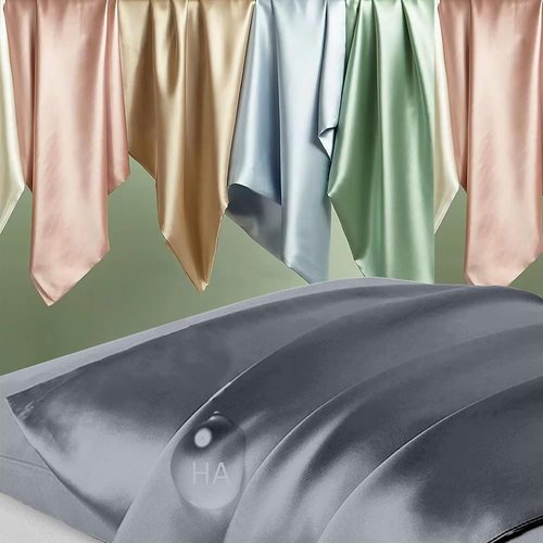 Mulberry Silk Pillowcases - Standard Size | Luxurious Silk for Hair & Skin, Space Grey with Zipper