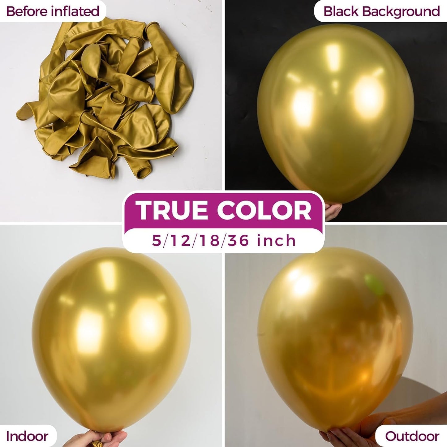 Bezente Metallic Gold Balloons - 18 Inch Chrome Latex | 30 Pack for Weddings, Graduations & Parties