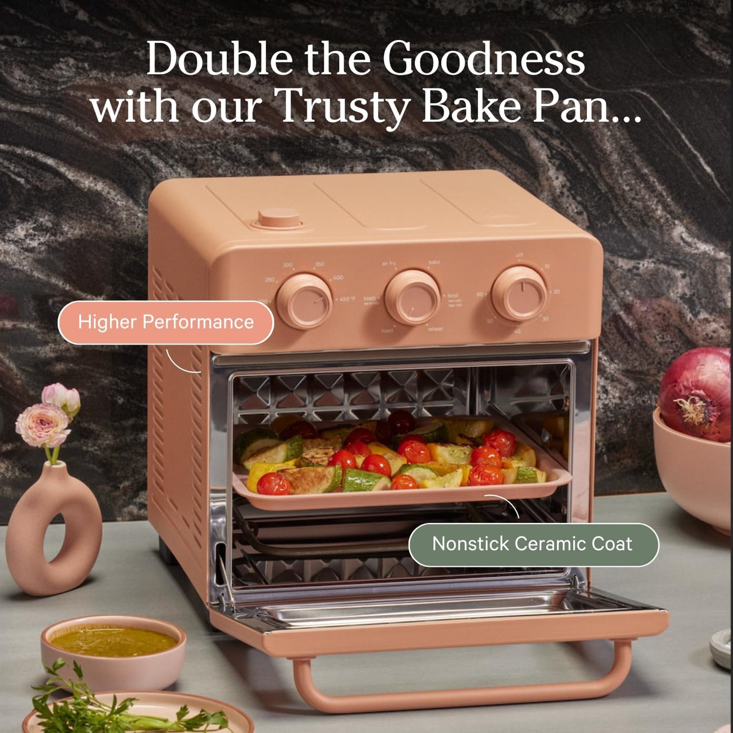 Our Place Wonder Oven Essentials Kit - Extra Air Fryer Basket & Nonstick Bake Pan | Eco-Friendly Char