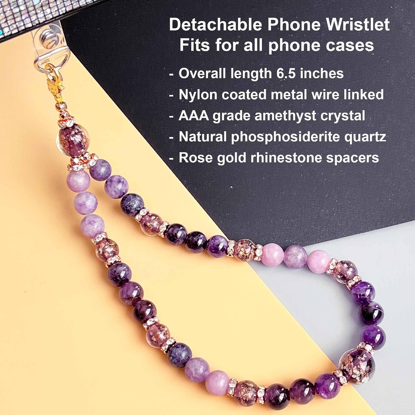 ARTSY CRAFTS INC Glow in The Dark Firefly Beads Phone Wrist Strap, CellPhone wrist lanyard Charm Wristlet Bracelet