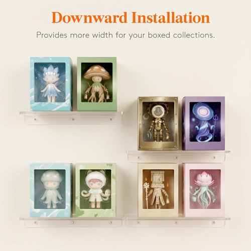 Lifewit Floating Shelves - Acrylic Wall Organizer for Bathroom & Home Decor | 14" Clear Display Rack, 4 Pack