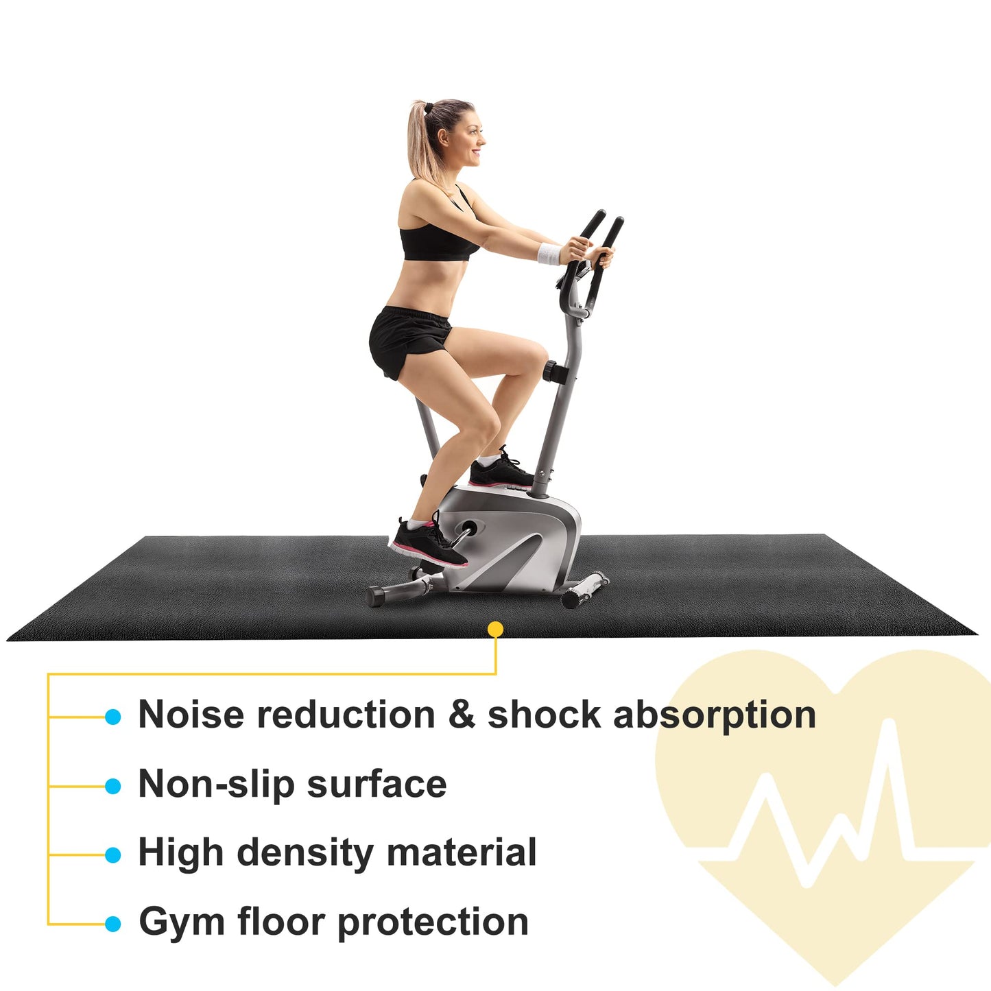 ZENY Large Exercise Equipment Mat 96"x38" - Heavy Duty Floor Protection for Treadmill, Bike & Elliptical, 6mm Thick Non-Slip Shock Absorbing Gym Mat