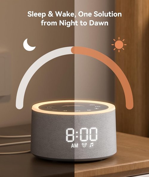 Dreamegg D1+ Sound Machine - Soothing White Noise Alarm Clock with 29 Sounds & Dimmable Night Light