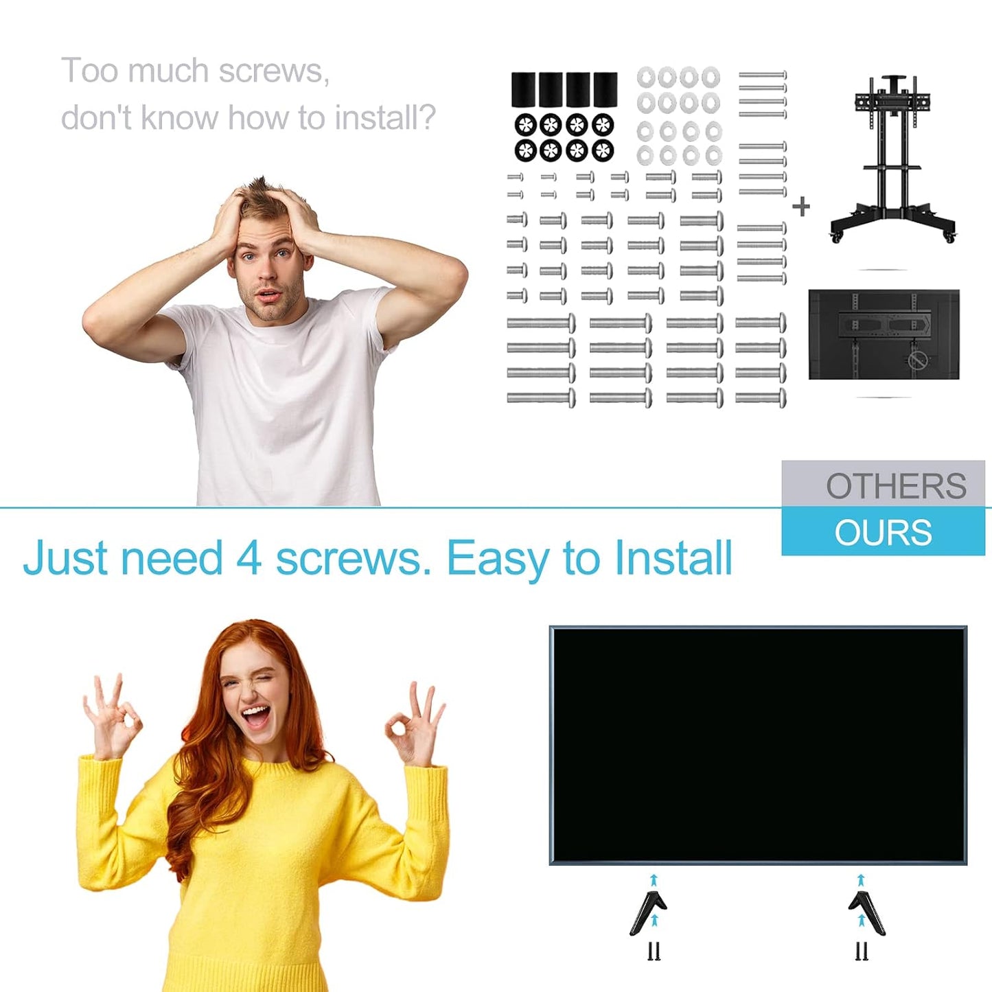 Maozhren Universal TV Stand Screws and Washers Kit for Insignia Sony Toshiba RCA Roku TV Mount Legs, Includes Washers