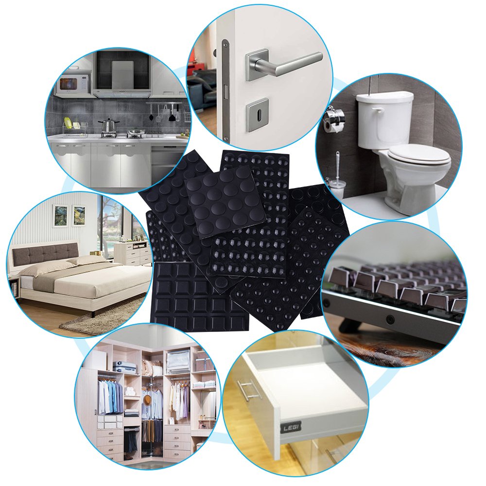 AUSTOR 318 Pieces Black Rubber Feet Bumper Pads Self Stick Noise Dampening Bumper Feet for Doors, Cabinets, Drawers, Glass, Electrical Appliances