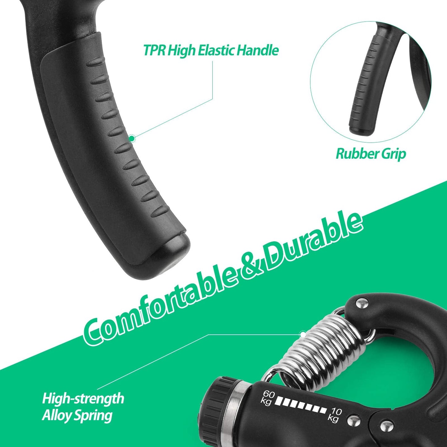 NIYIKOW Grip Strength Trainer, Hand Grip Strengthener, Grip Strengthener, Adjustable Resistance, Forearm Strengthener, Perfect for Musicians Athletes (Black, 1 Pack)