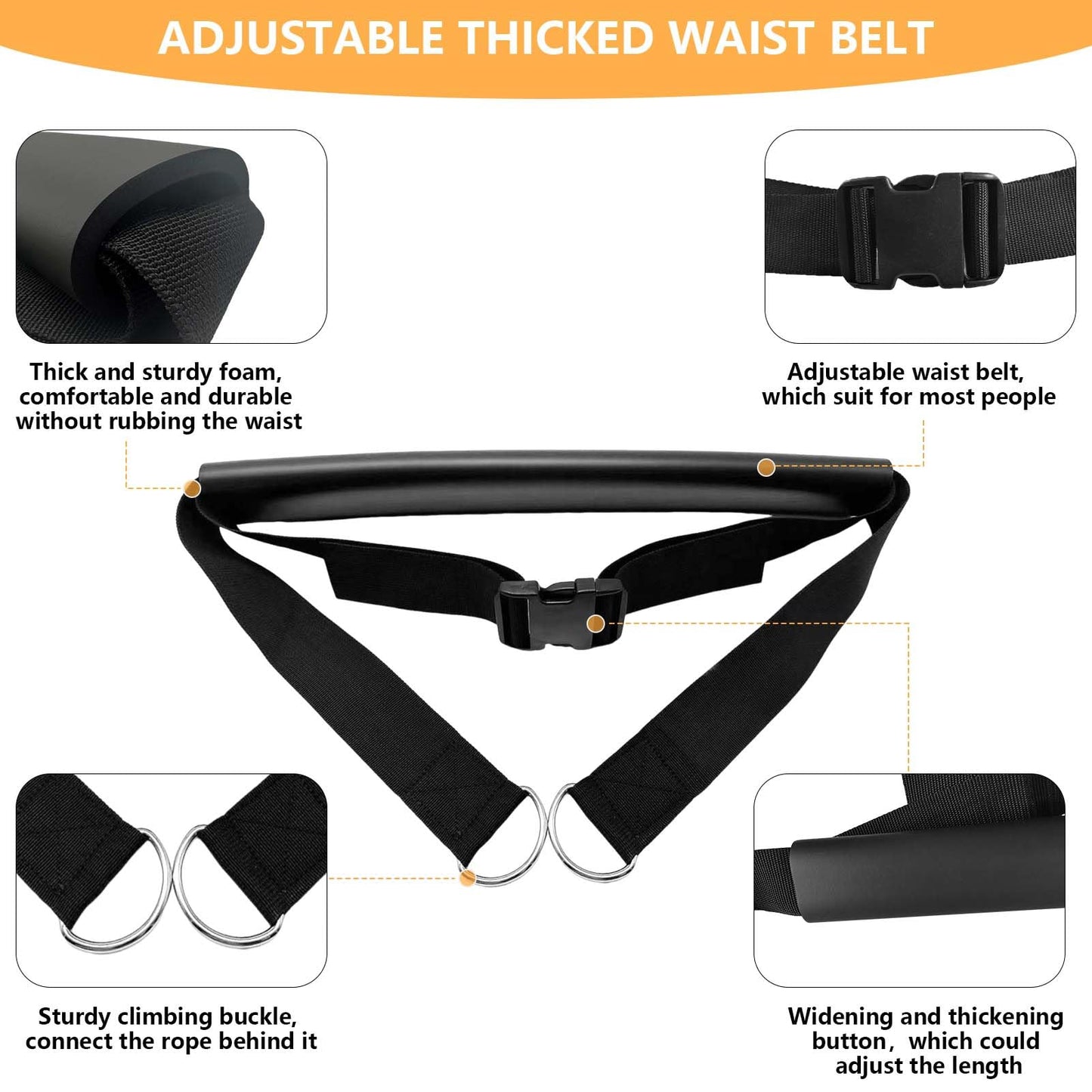 Tuyzhrymlic Sled Pulling Belt Set, Adjustable Waist Training Belt with Pulling Rope for Strength Agility Power Training to Help Full Body Building