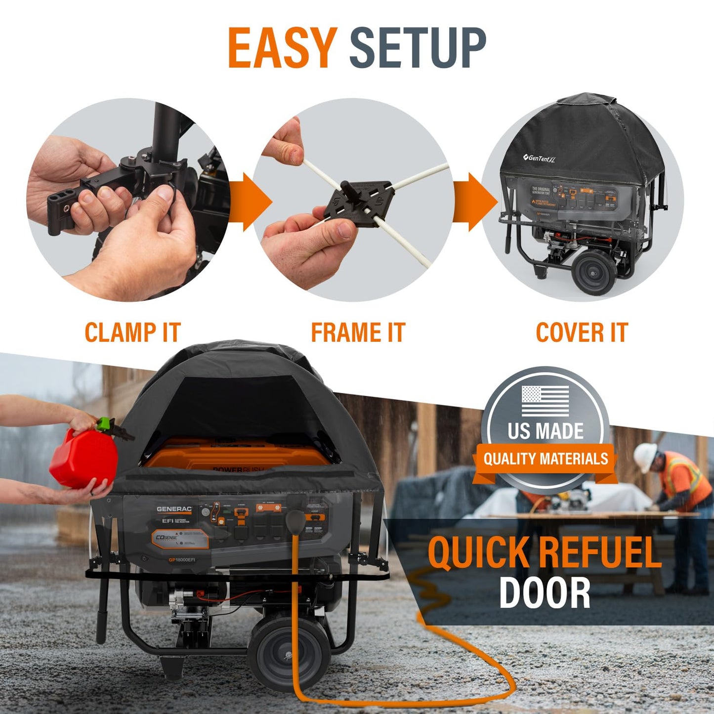 GenTent XL Open Frame Running Cover – Universal Kit Generator Tent for Larger Generators (Black, XL - Standard)