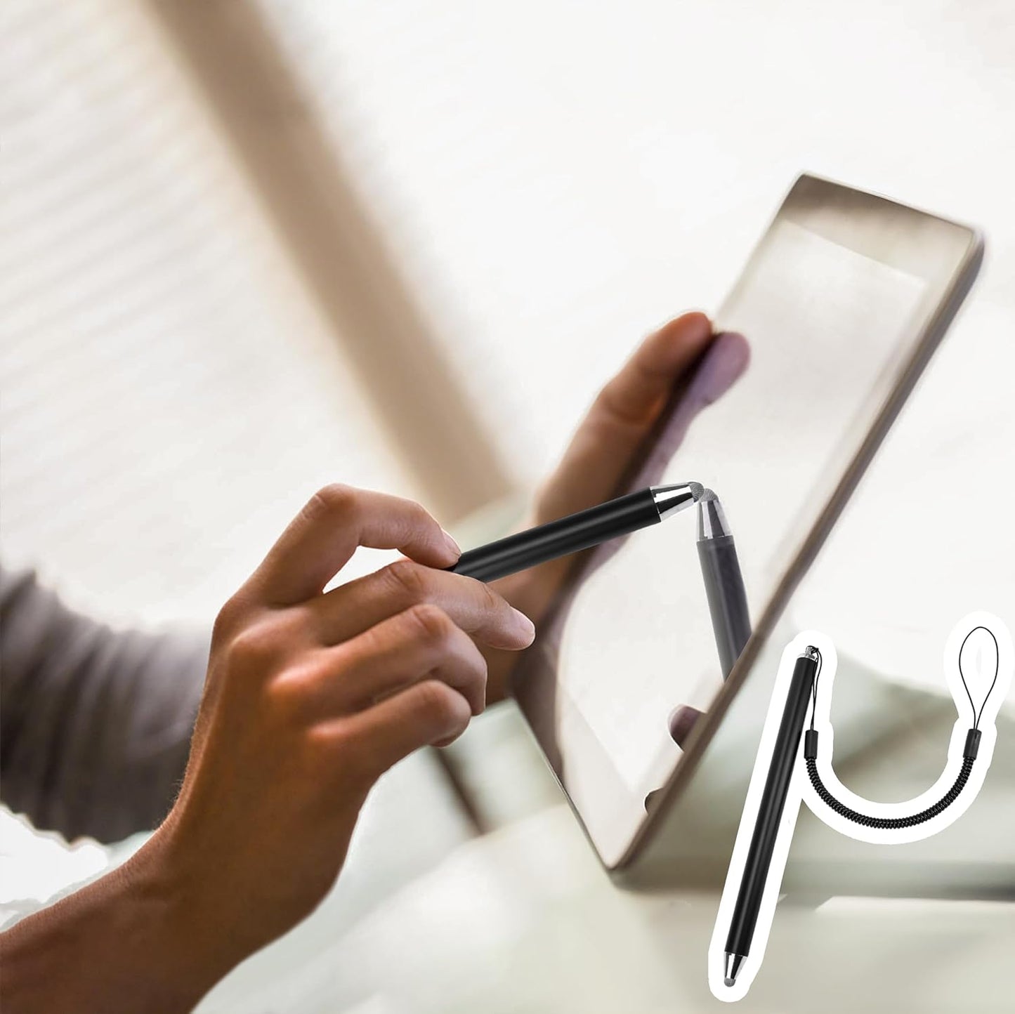 BuleVina Stylus Pens for Touch Screens with Tether Lanyard, Anti-Lost Fibre Stylus Mesh Fiber Tip, High Sensitivity