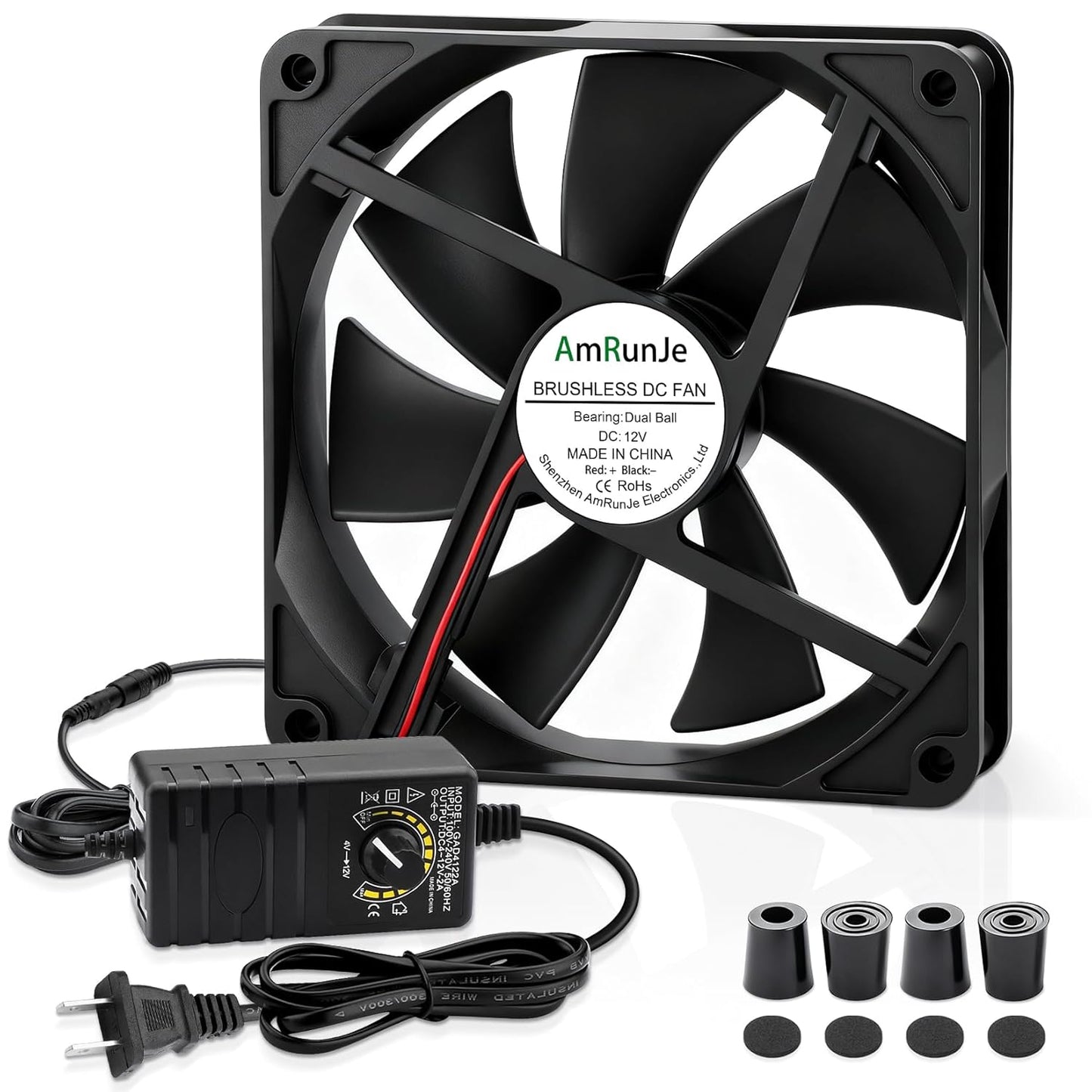 140mm 25mm 12v 110v 240v PS5 x Computer Fan with AC Plug dc Variable Speed Dual Ball Bearing for Cooling PlayStation