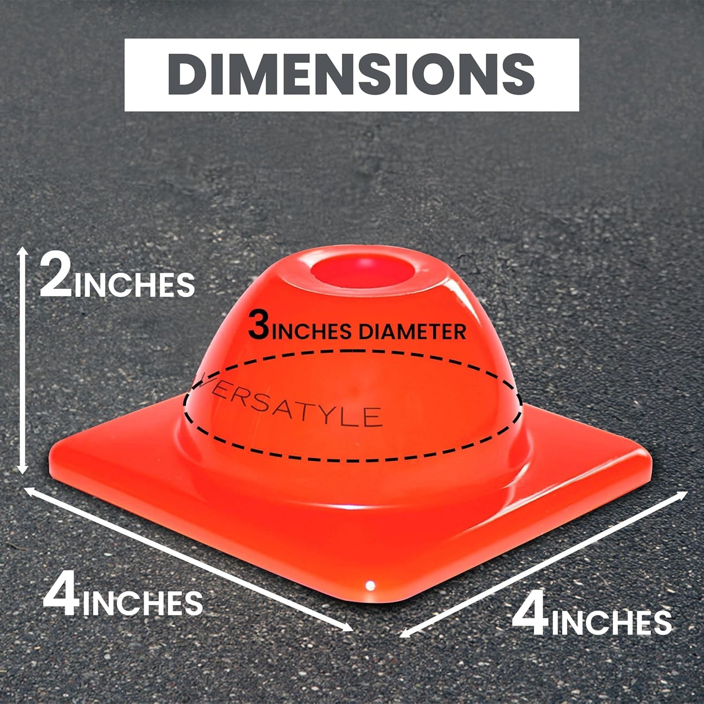 Versatyle Heavy Duty Agility Training Cones for Sports and Kids Coaching, Multipurpose Field Marker Cones, Soccer, Basketball Drills, Bike, Motorcycle Training (2in, Orange, 12 Pack)