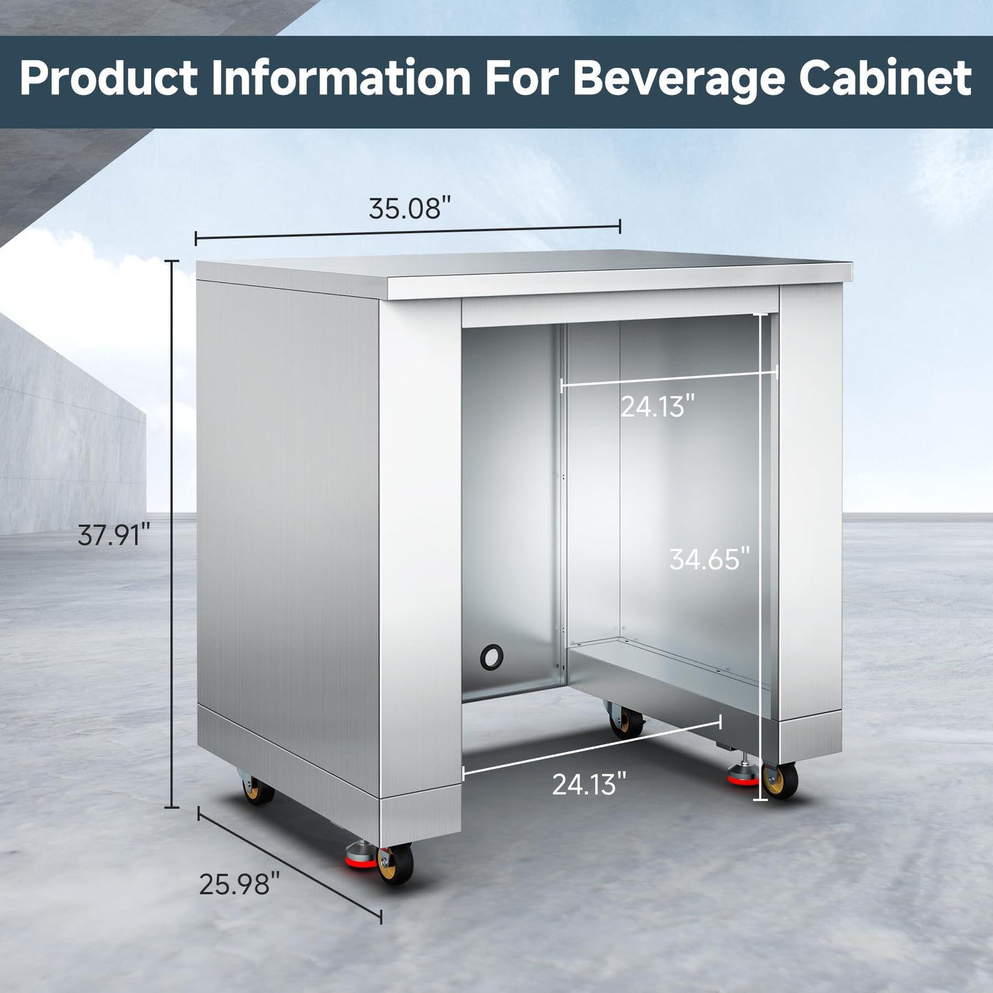 BODEGA 24Inch Stainless-Steel Outdoor Kitchen Cabinet for Beverage Refrigerator,freestanding & Under Counter Kitchen Appliance Cabinets Module is Designed to UnderCounter Beverage Cooler