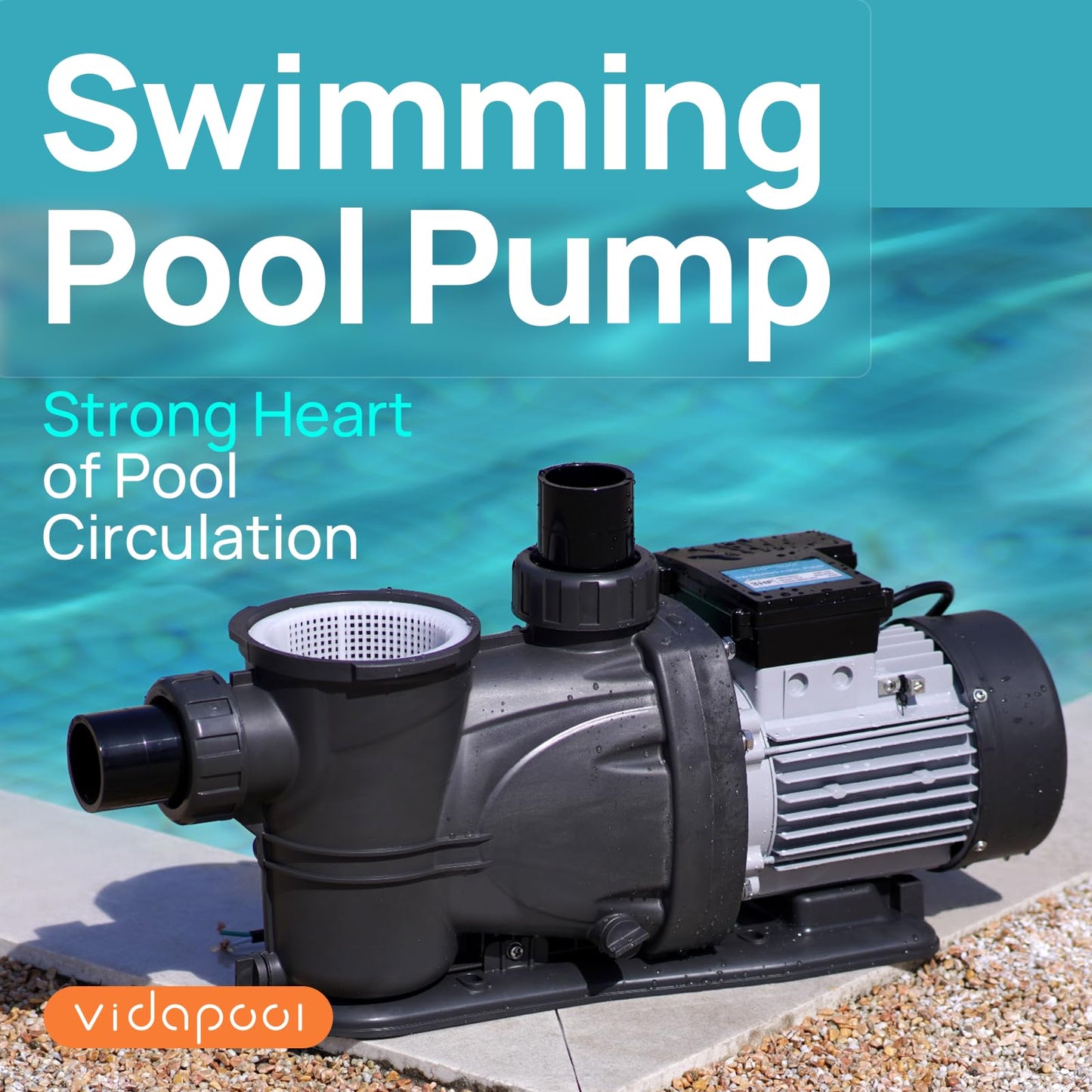 VIDAPOOL In/Above Ground Pool Pump Self Primming High Flow,Dove Gray