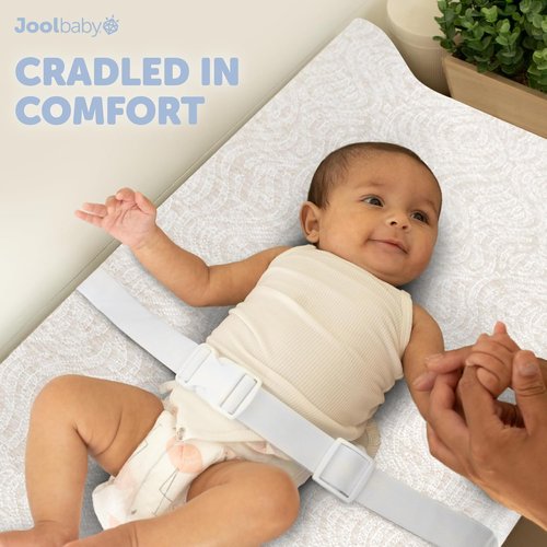 Jool Baby Serenity Soft Changing Pad - Washable Cover & Non-Slip Design | Fits Standard Tables (Wave Pattern, Off White)