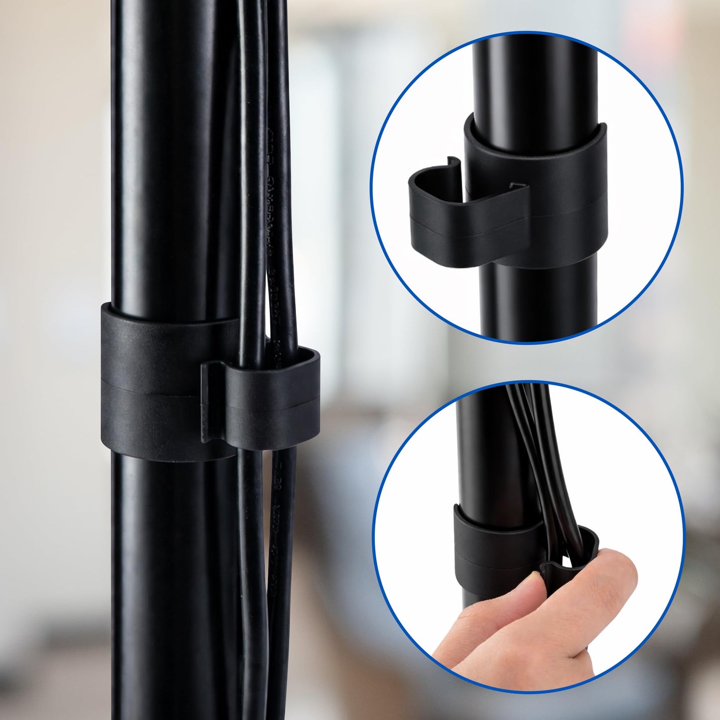RUBII 18 Pcs 35mm Speaker Pole Cable Clips, Pole Cable Management Clips, Stand Poles Cable Clip for Studio Accessories Cords Wires Storage Organization
