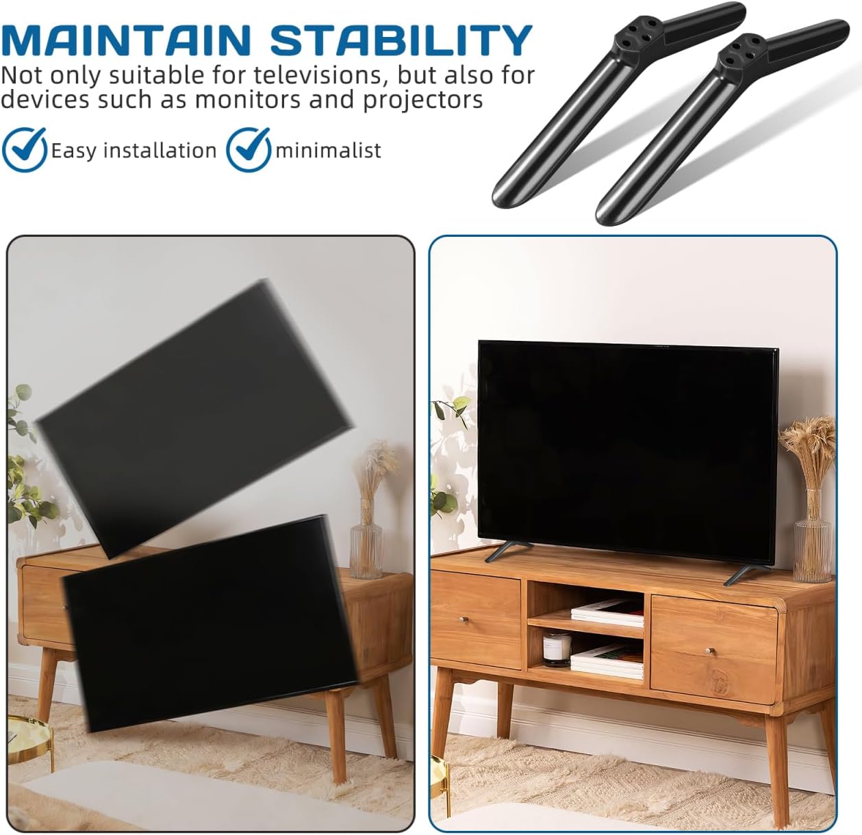 SAFIGLE 2-Pack 40 Inch Universal Tv Stand Legs Replacement Base for Flat Screen Tvs Durable Tv Holder Brackets