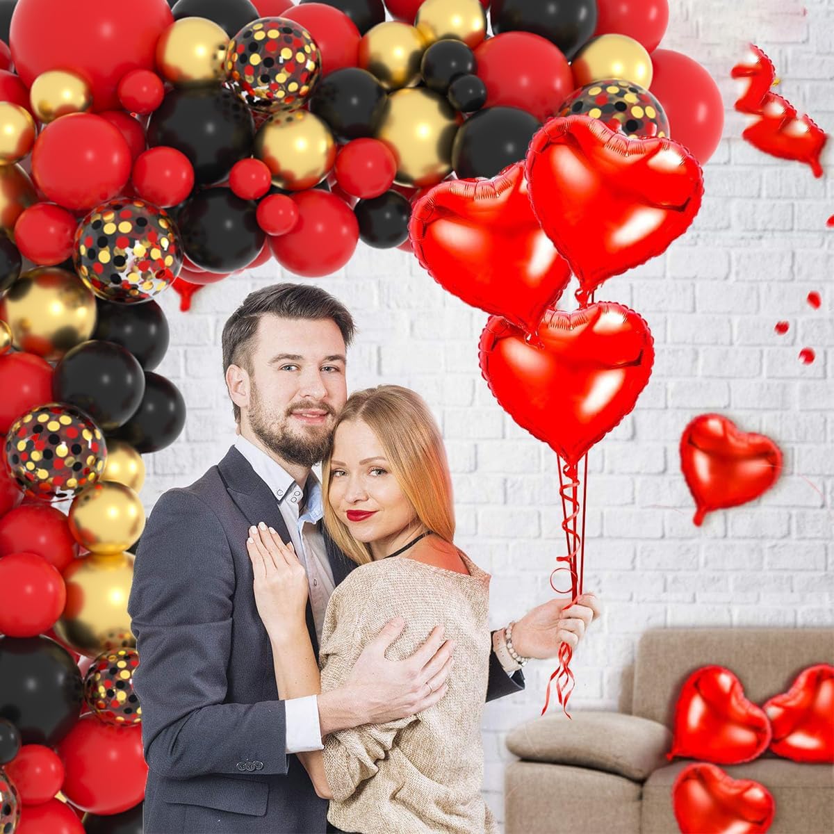 Red Black Gold Balloon Garland Arch Kit - Perfect for Casino, Poker, Graduation, and Wedding Parties