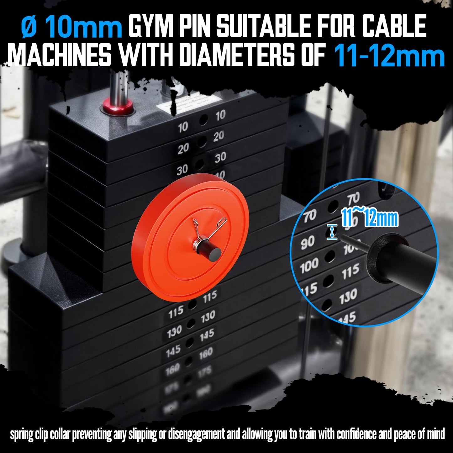 Reinforced Weight Stack Pin - Maximum additional Load Capacity of 60kg/132lbs - Load Extra Olympic Weight for Strength Training Weight Lifting in Gym Cable Machine & Home Gym(Dia:10mm Length:110mm)