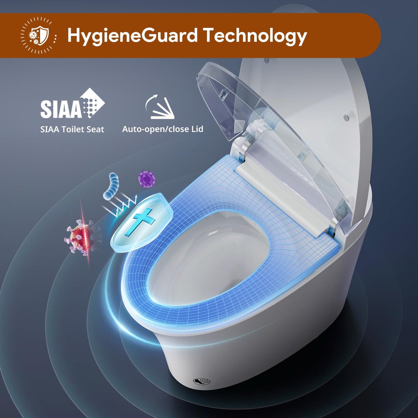 Uncle Brown Smart Toilet UBST12U, Luxury Bidet Toilet with Hygienic Water Cleanse & PlasmaClean Technology, Powerful 1000g MaP Flush Score, ADA Height, Auto Lid, Foam Shield, Safe Comfort