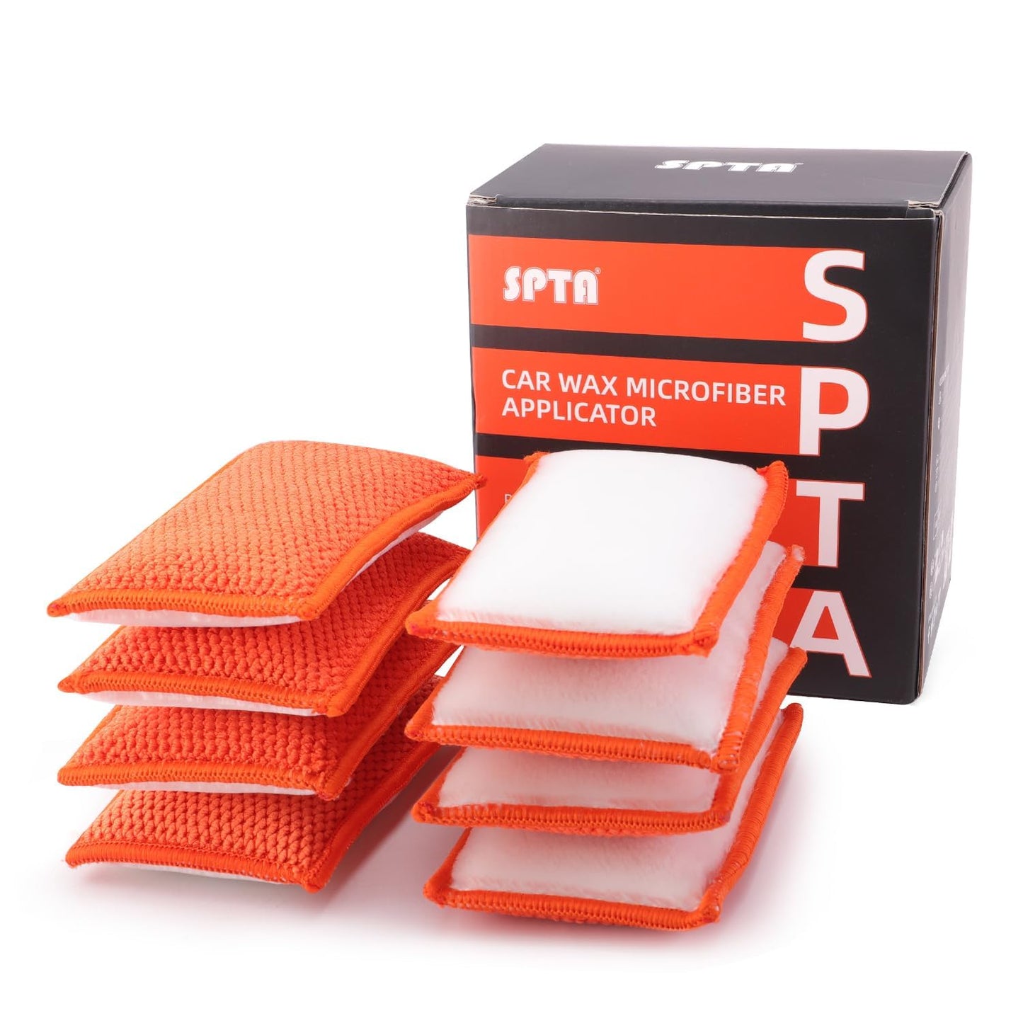 SPTA Car Interior Scrubbing Sponge, 8Pcs Scrub Ninja, Microfiber Car Wax Applicator, Car Wash Sponges for Car, Boat, Wood, Marble and Motorcycle, 6in x 3.3in x 0.8in