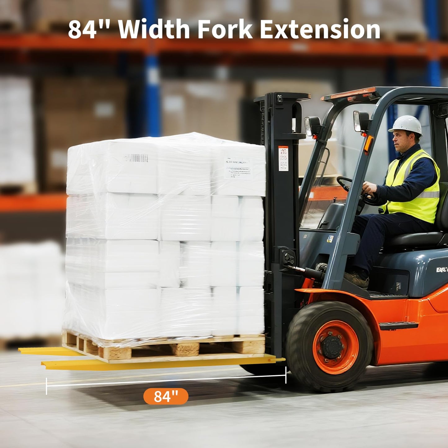 Heavy-Duty Forklift Extensions 4.5" Width, 84" Steel Pallet Fork Extensions for Lift Trucks, No-Tool Installation, 1 Pair