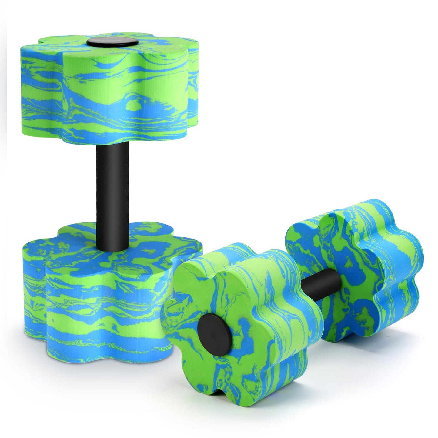 Camouflage Aquatic Dumbbells, Set of 2 Water Aerobic Exercise Foam Dumbbell Pool Resistance, Water Aqua Fitness Barbells Hand Bar Exercises Equipment for Weight Loss (Green)